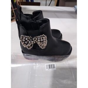 Mia Girl Wedge Boots,Black 6M US